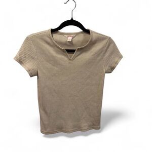 Joe Fresh Classic Cream and Tan Minimalist Tee Shirt Size Medium